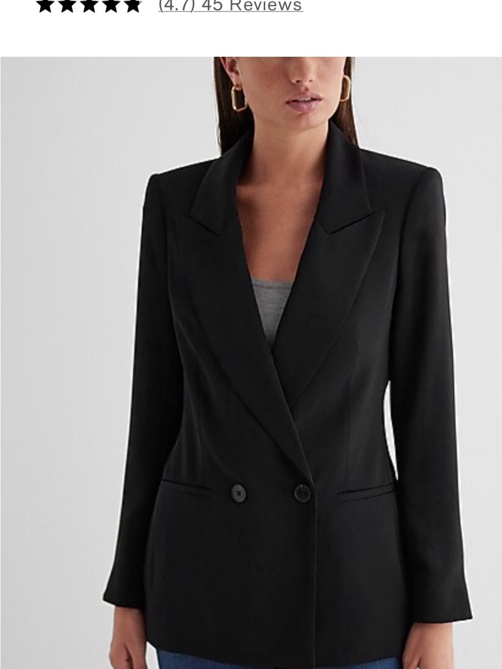 Express Black Double-Breasted Tailored Blazer